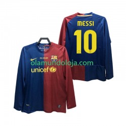 Camisola FC Barcelona Lionel Messi 10 Champions League 2009 Retro Homem Equipamento Primeiro 2008 Manga Comprida